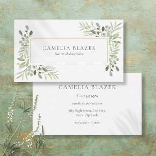 Elegante Groene Bloemen Professionele Visitekaartje