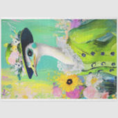 Elegante groene bloemenstruisvogel Decoupage Tissuepapier (Voorkant)