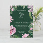Elegante groene bloementuin bruiloft kaart (Staand voorkant)