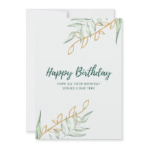 Elegante groene bloemige verjaardagskaart | Minima