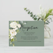 Elegante groene bloemige watercolor ontvangstkaart kaart (Staand voorkant)