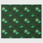 Elegante Groene Bogen Ornamenten Kerst Cadeaupapier (Vlak)