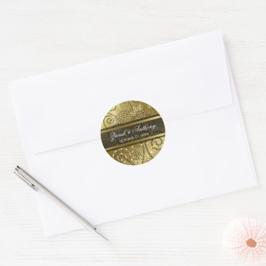 Elegante Groene Boho Dot Spiralen Gouden Etnische Ronde Sticker (Envelop)