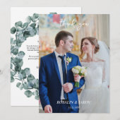 Elegante groene botanische aquarel bedankkaart (Voorkant / Achterkant)