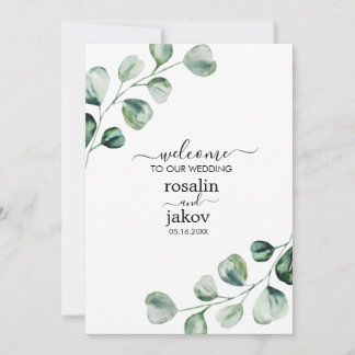 Elegante groene botanische bruiloft kaart