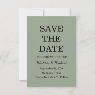 Elegante groene botanische bruiloft save the date