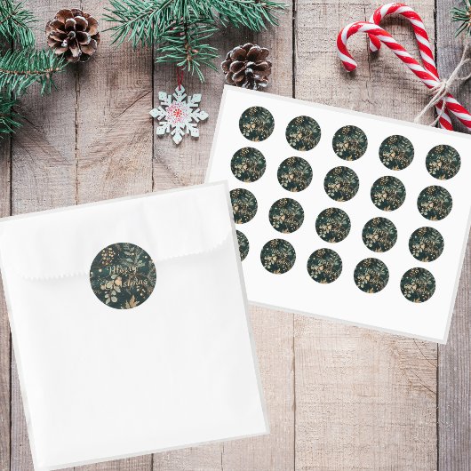 Elegante groene botanische kerst ronde sticker