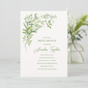 Elegante Groene Botanische Lente Bruidsdouche Kaart