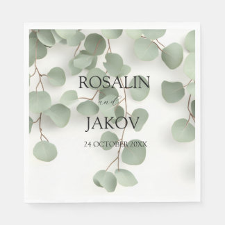 Elegante groene botanische ontwerp trouwjurk servet