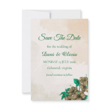 Elegante groene botanische Save the Date kaart