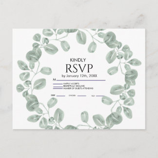 Elegante Groene Botanische Trouw RSVP Kaart