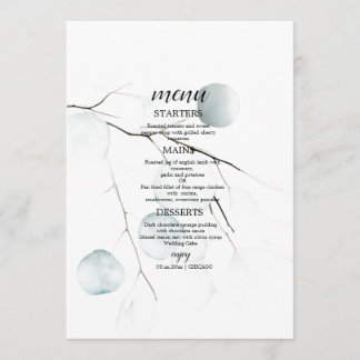 Elegante Groene Botanische Trouwdag Menu
