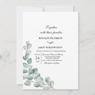 Elegante groene botanische trouwuitnodigingskaart kaart