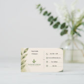 Elegante groene botanische visitekaartkaart minima visitekaartje (Staand voorkant)