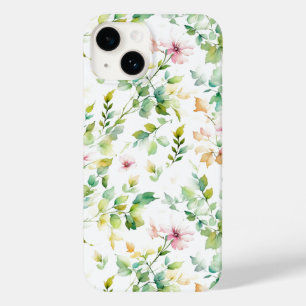 Elegante groene botanische waterverf wilde bloemen Case-Mate iPhone 14 hoesje