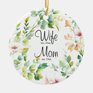 Elegante groene botanische waterverf wilde bloemen keramisch ornament