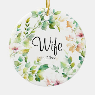 Elegante groene botanische waterverf wilde bloemen keramisch ornament