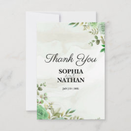 Elegante groene bruiloft dank u kaart