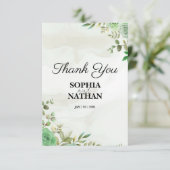 Elegante groene bruiloft dank u kaart (Staand voorkant)
