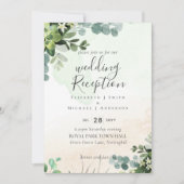 Elegante groene bruiloft ONTVANGST Alleen 's avond Kaart (Voorkant)