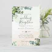 Elegante groene bruiloft ONTVANGST Alleen 's avond Kaart (Staand voorkant)