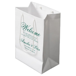 Elegante groene bruiloft welkom medium cadeauzakje