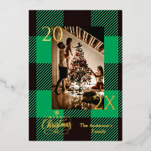 Elegante groene Buffalo geruite Kerst foto