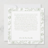 Elegante groene Chinoiserie Bird & Crest bruiloft Bedankkaart (Achterkant)