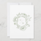 Elegante groene Chinoiserie Bird & Crest bruiloft Kaart (Achterkant)