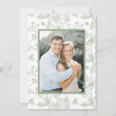 Elegante Groene Chinoiserie Bloemenfoto Bruiloft Save The Date (Achterkant)