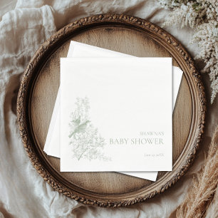 Elegante groene Chinoiserie Natuur Vogels Baby sho Servet