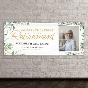 Elegante Groene Congratulatie Foto Pensioen Spandoek