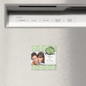 Elegante groene damast foto opslaan de datum magne magneet (Insitu (Vaatwasser))