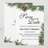 Elegante Groene Dennenboom Winter Bewaar de Datum Save The Date (Voorkant / Achterkant)