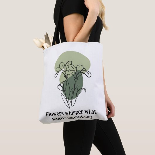 Elegante Groene en Blauwe Bloemen Canvas tas met N (Dichtbij)