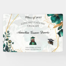 Elegante groene en gouden Afstuderen banner