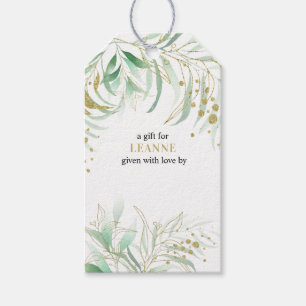 Elegante Groene en Gouden Beplanting Showerset Cadeaulabel