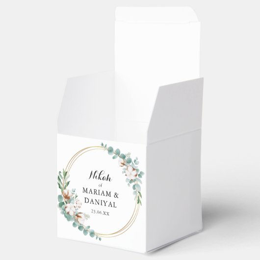 Elegante groene en gouden bloem moslim Nikah bruil Bedankdoosjes (Geopend)