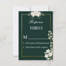 Elegante groene en gouden bloemkaart voor RSVP