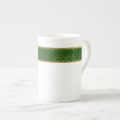 Elegante Groene en Gouden Bone China Mok (Voorkant rechts)
