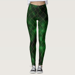Elegante groene en gouden diamanten leggings