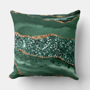 Elegante groene en gouden glinsterende oceaan agaa kussen