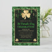 Elegante groene en gouden klaver St. Patrick's Day Kaart (Staand voorkant)