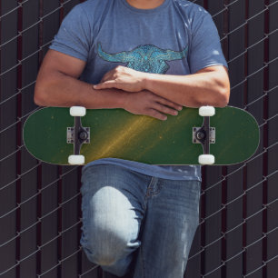 Elegante groene en gouden uniseks skateboard