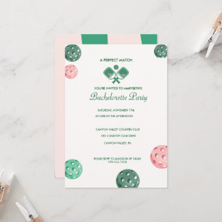 Elegante groene en roze vrijgezellenfeest uitnodig kaart
