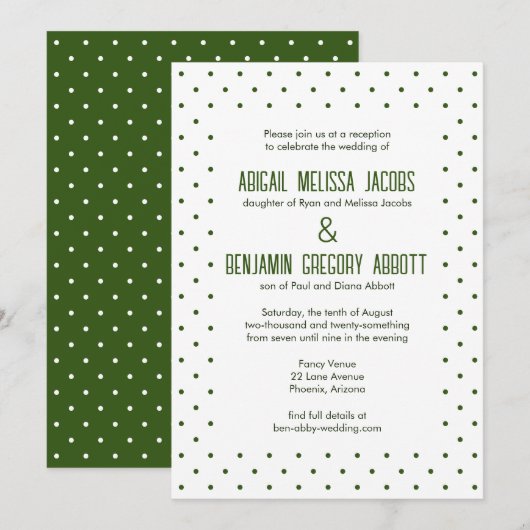 Elegante groene en witte met polka gestippelde rec kaart (Voorkant / Achterkant)