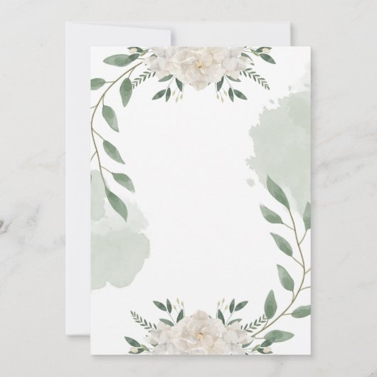 Elegante Groene en Witte Waterverf sparen de Datum Kaart (Achterkant)