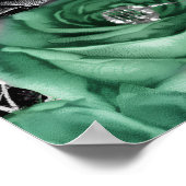 Elegante groene en zilveren bloemen verjaardagsfee poster (Hoek)
