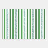 Elegante groene en zilveren glitter strepen inpakpapier vel (Voorkant)
