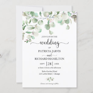 Elegante groene eucalyptus bruiloft kaart